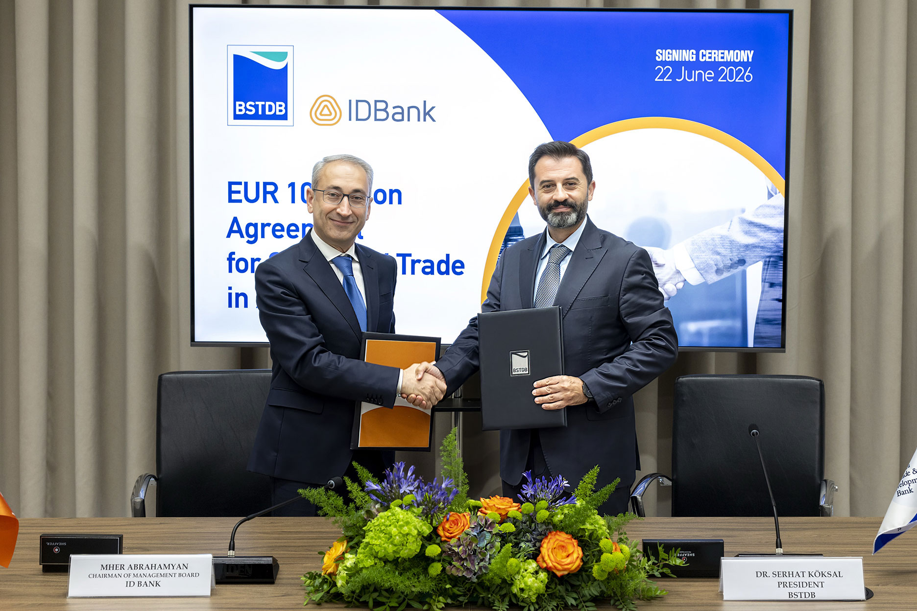 BSTDB and IDBank Sign EUR 10 million Financing Package  to Support SMEs and Trade in Armenia